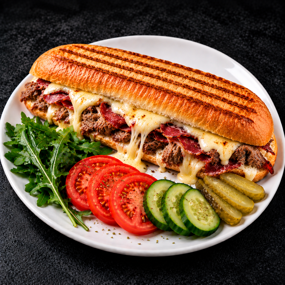 SANDVİÇ EKMEĞİNE KAVURMA PASTIRMA KAŞARLI TOST