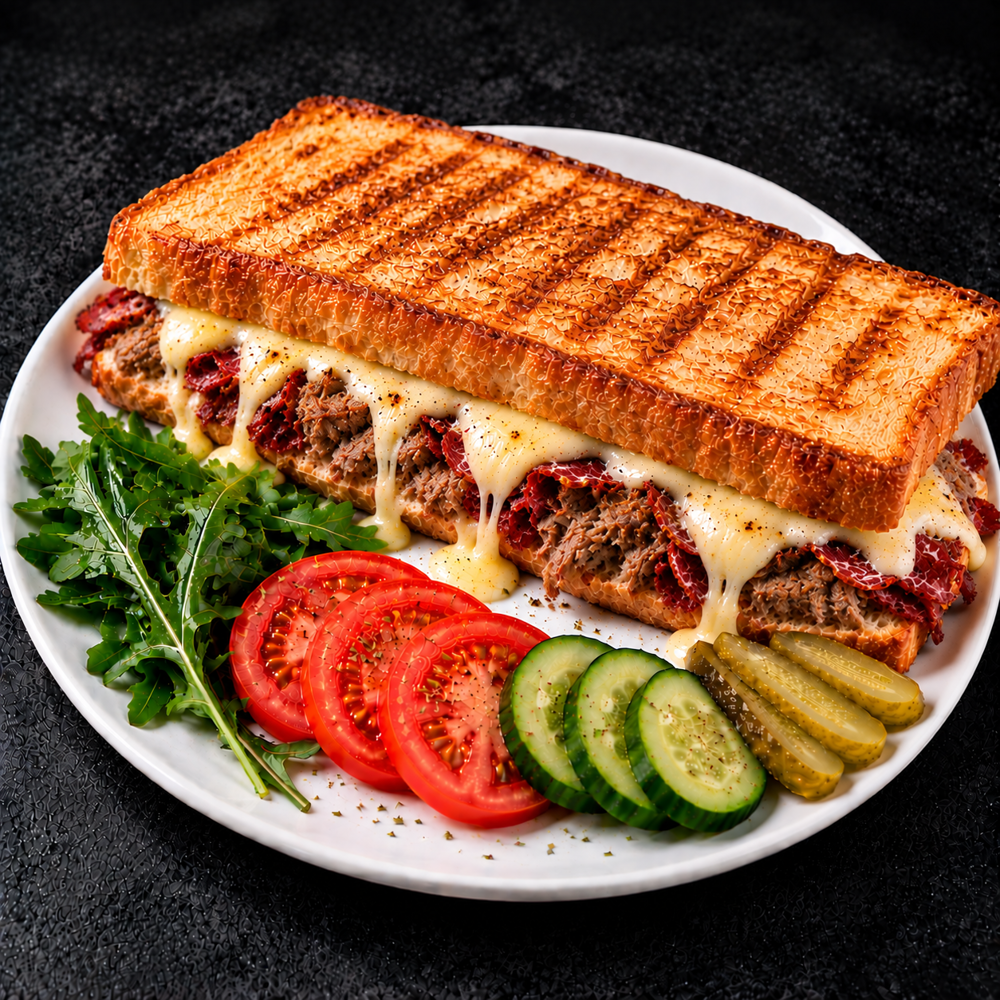 AYVALIK EKMEĞİNE KAVURMA PASTIRMA KAŞARLI TOST