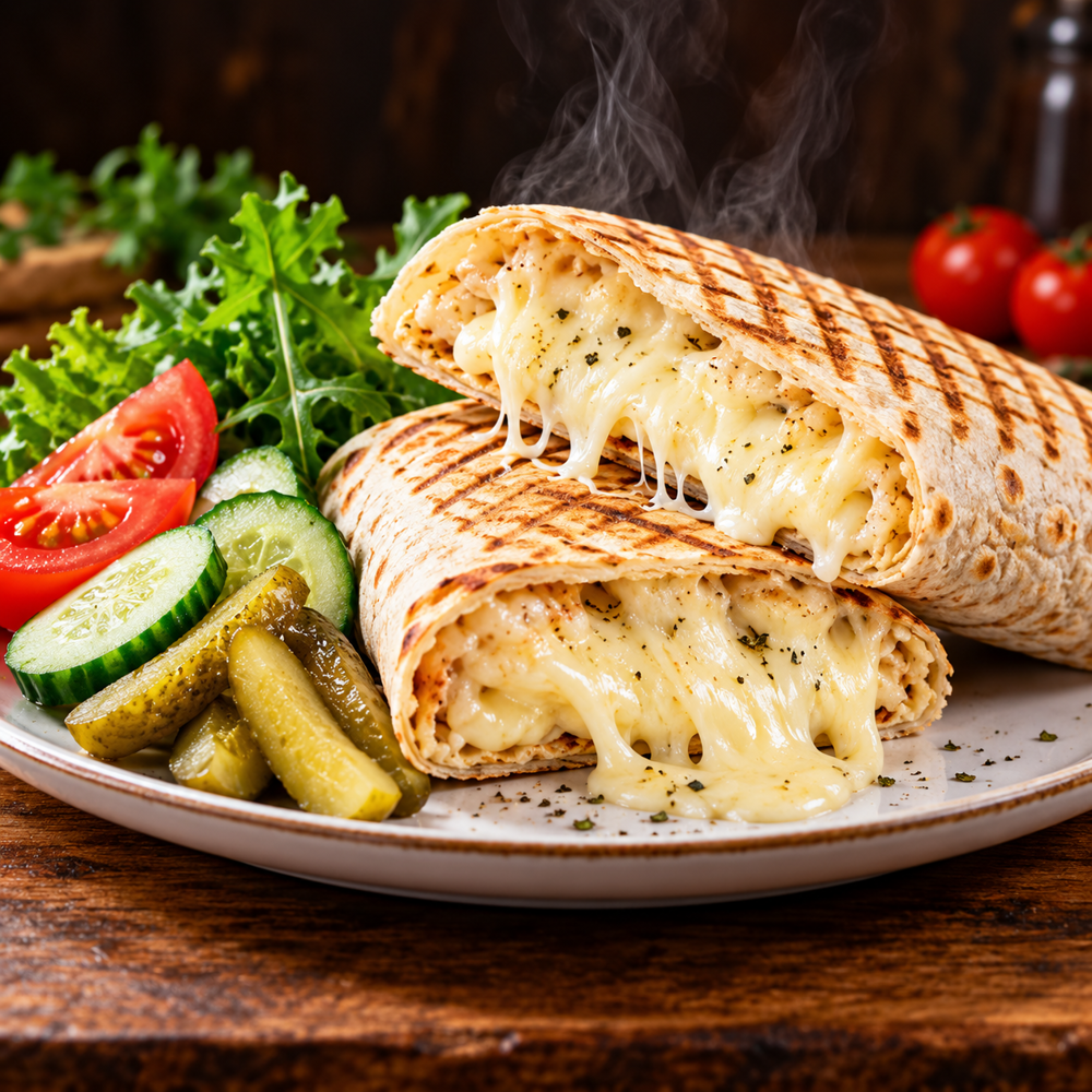 LAVAŞ EKMEĞİNE ÇİFT KAŞARLI TOST