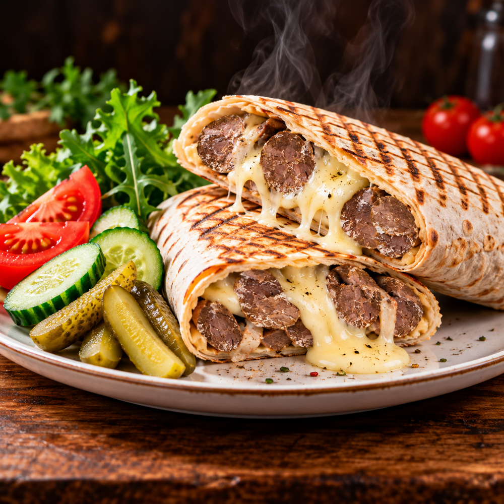 LAVAŞ EKMEĞİNE KAVURMA KAŞARLI TOST