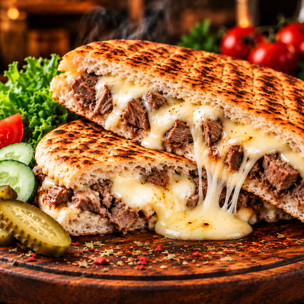 BAZLAMA EKMEĞİNE KAVURMA KAŞARLI TOST